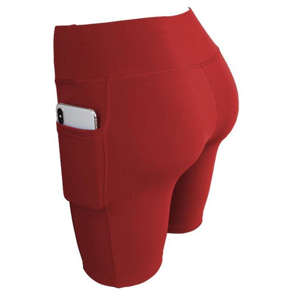 Snabbtorkande Yoga Biker Shorts för Kvinnor - Slim Fit För Träning (sommar).L.Vinröd White L
