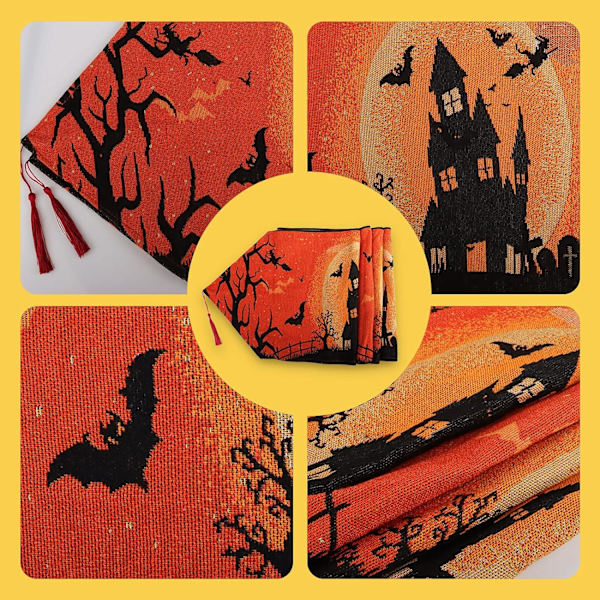 1 stk. Castle Tassel Runner Duks, Halloween Duks, for