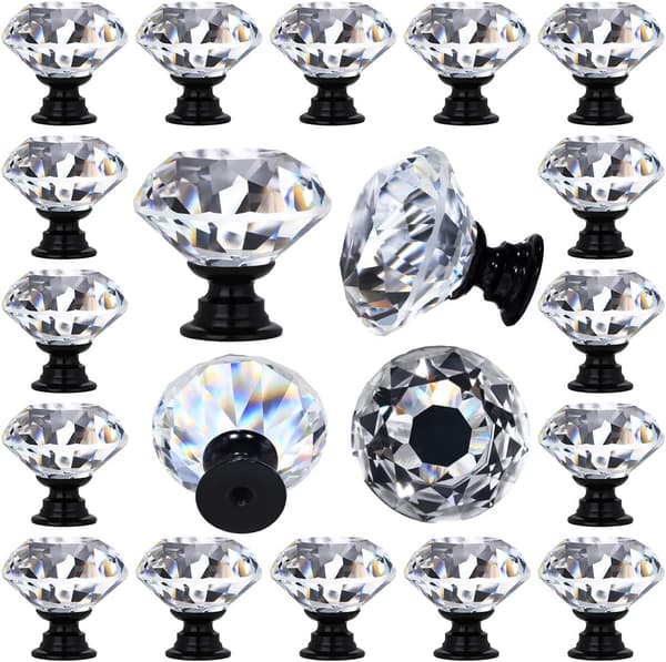 12 st Klar Kristallglas Låda Skåp Knoppar Diamanter