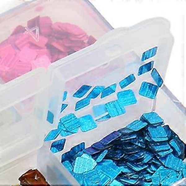 Fyrkantiga Nagelpaljetter 6 Fack Blandade Laserfärgglada Fyrkantiga Nagelkonst Glitter för DIY Nagelkonstdekoration