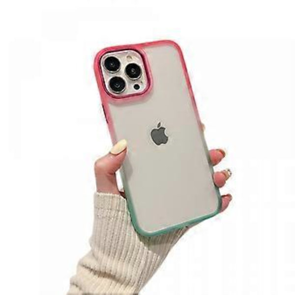 iPhone 13 Pro -puhelimen kuori, [ei kellastu] iskunkestävä suojakuori, erittäin ohut puhelinkuori, ruusunpunainen + vaaleanvihreä