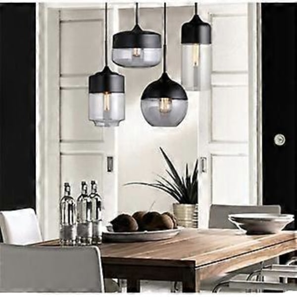 Pendeldesign Retro Vintage Moderne Transparent, Lysekrone Glasskjerm Justerbar Ledning Lampe Spisestue Soverom Sa