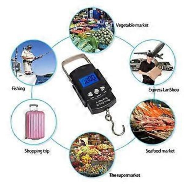 Riippuva vaaka, LCD kannettava digitaalinen elektroninen kalastus matka matkatavaroiden riippuva punnitusvaaka
