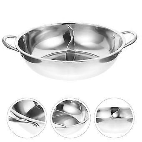 Rostfri Stål Hot Pot Delad Hot Pot Gryta för Induktionshäll Gasspis