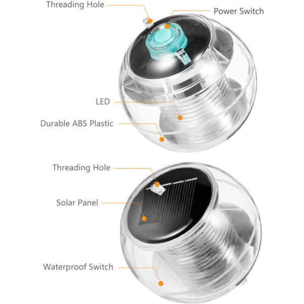 Uima-altaan valo, 2 kpl 7 väriä vaihtavaa aurinkokäyttöistä kelluvaa lampea