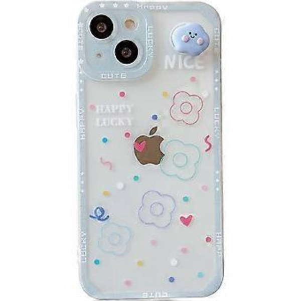 Sött Tecknad Blomma Roterbar Moln Silikon Mjukt iPhone Skal för Kvinnor Flickor (Vit, iPhone 13 Pro Max)