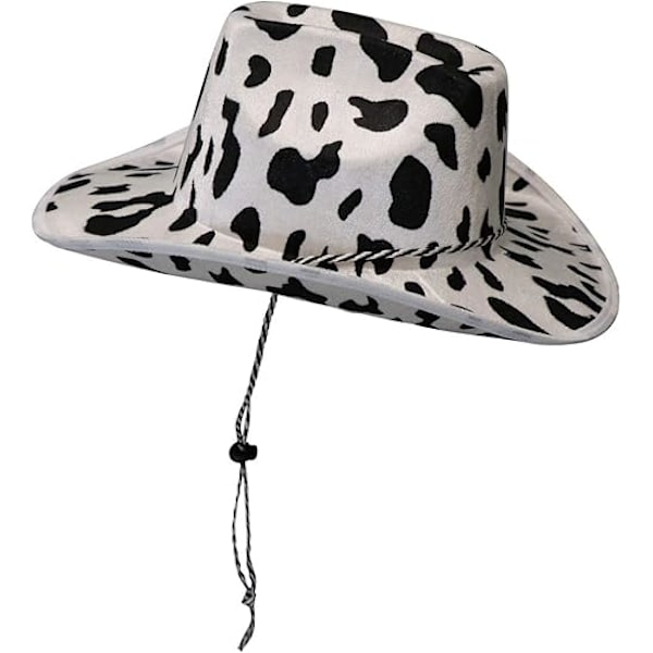 Cowboy Hat Sjov Ko Print Hat - Unisex Sort og Hvid Cowboy Hat