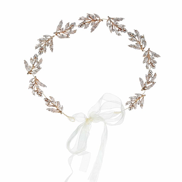 Brudehodebånd bryllup hår rhinestone legering blad hårpynt
