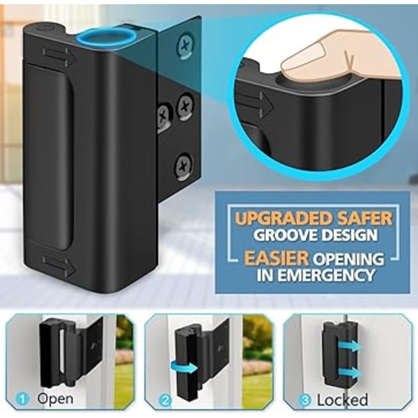 （black）Home Security Door Lock Reinforcement - Upgraded Childpro