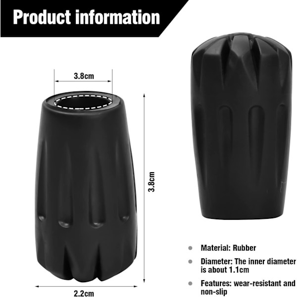 8 stk. 11 mm diameter vandrestavskapper  Vandrestavsgummi