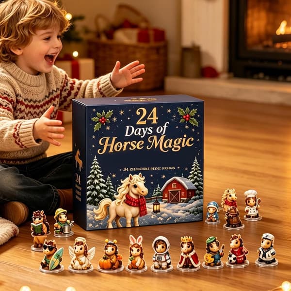 2026 Häst Nedräkning Adventskalender, 2D Akryl Hästprydnader