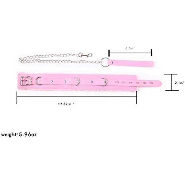 Furry Goth O-Ring Kjede Punk Slave Leash Choker PU Rose Lær C