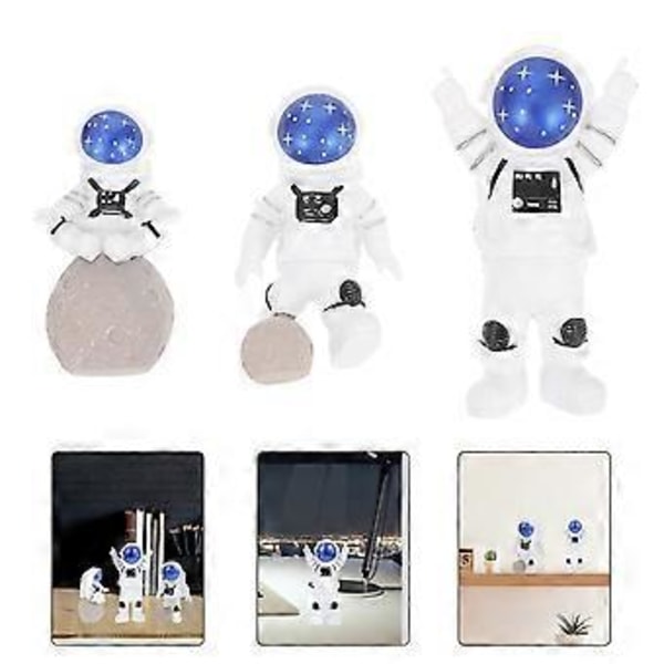 3 st Pojke Billeksaker Yttre Rymden Man Skulptur Astronaut Samlarobjekt Skrivbord Astronaut Prydnad Rymdman Figur Leksak