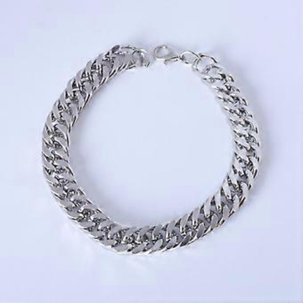 Handgjort Manschettkedjearmband för Män Tillverkat av Rostfritt Stål - Silverarmband för Män - Manschettarmband för Män - Smycken för Män - 18cm*10mm*4mm