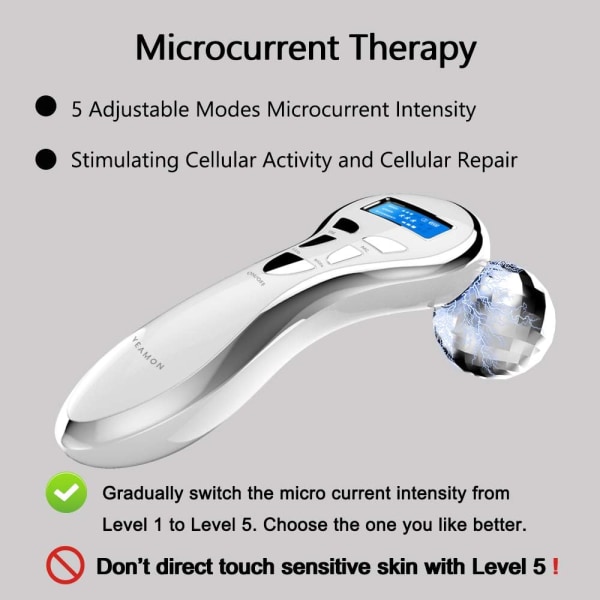 4D Microcurrent ansiktsmassagerulle, elektrisk uppladdningsbar ansiktsl