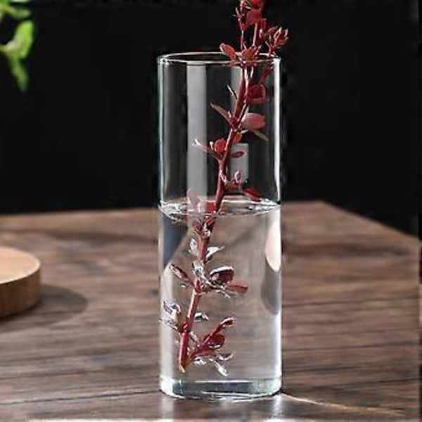 Klar Glasvas Blomvas Minimalistisk Glasvas Cylinderformad Blomvas för Bröllop Vardagsrum Dekorativ Gåva 6.5x18cm