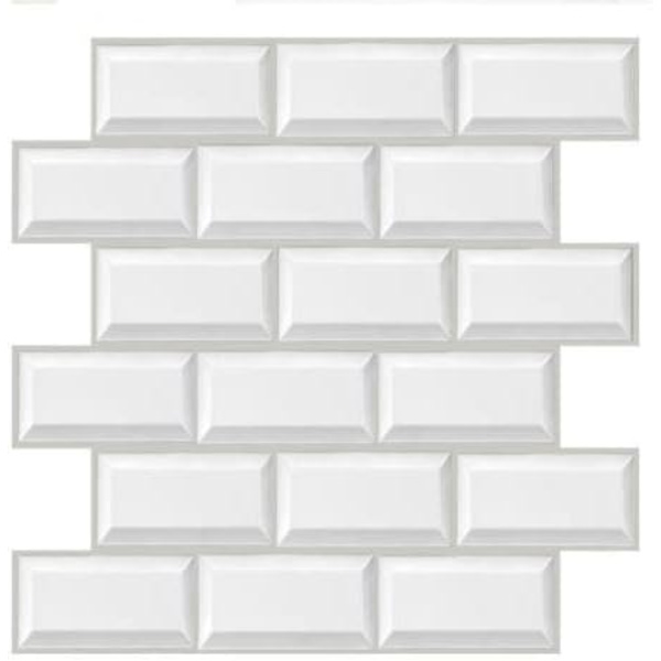 4 Ark 3D Väggdekaler 4mm Tjocklek 30x30cm Vit Kakel