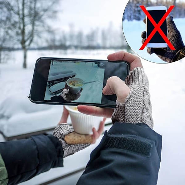 (Sort) Dame Strikkede Arm Handsker Vinter Termiske Fingerløse Handsker Varme Håndled