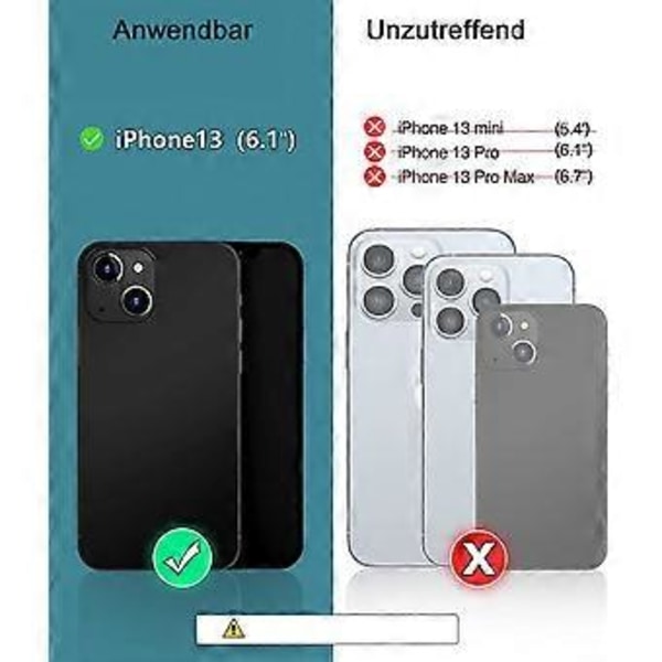 iPhone 13 Kotelo [Irrotettava magneettinen kotelo] [Langaton lataus] [Premium PU-nahka] [Korttipaikka] Puhelinkotelo Suojakotelo Lompakkokotelo Yhteensopiva iPhonelle