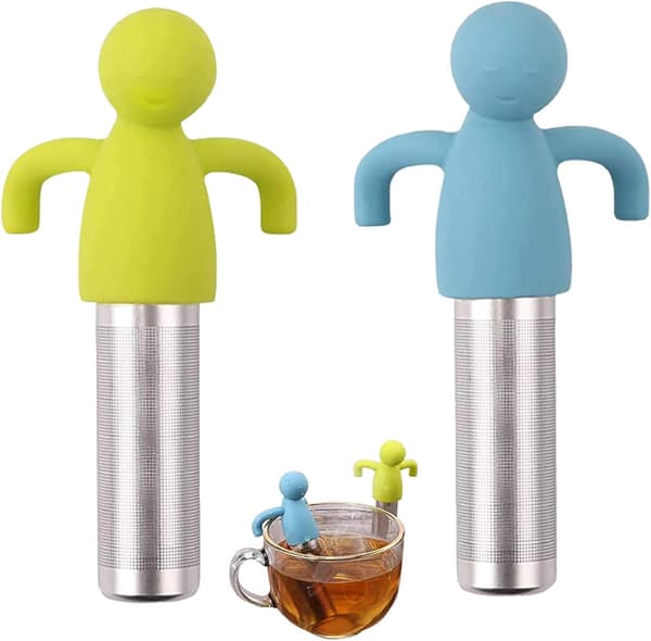 (Blå, Grønn) 2-pakning te-infuser, hengende te-sil, stålte