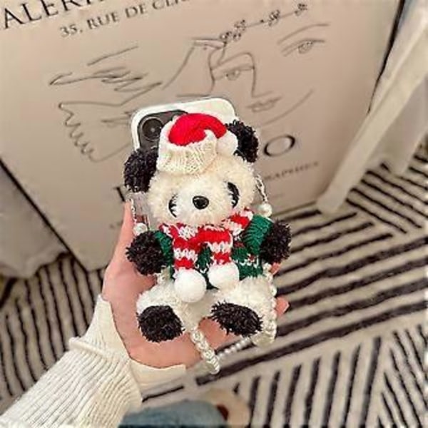 Söt Panda Nyckelring Mjuk Plysch Panda Docka Bedårande Hänge Väskberlock Mjuk Panda Mobilberlock Perfekt för Väskor och Nycklar rosa tröja rosett pink sweater bow