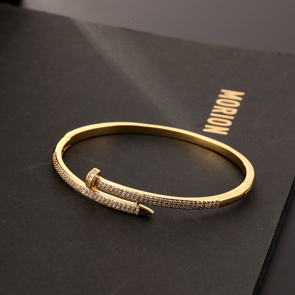 Negle Armbånd Bangle 2Pcs Sæt Guld Sølv med Kubisk Zirkonia St