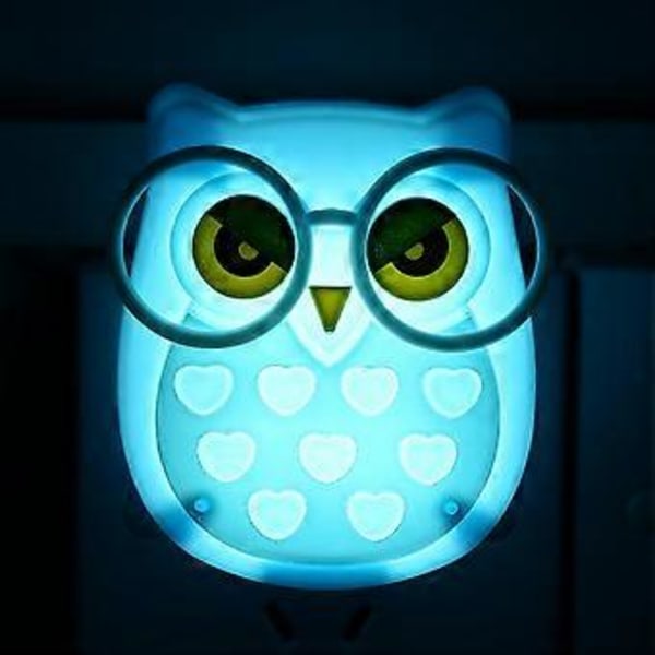 Bærbar Sød Tegneserie LED Natlampe Auto Kontrol Sensor Lampe Børneværelse Væglampe Blå