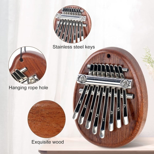 3 Kalimba-peukalopianon sarja, 8-näppäiminen Mbira-sormipiano, kannettava