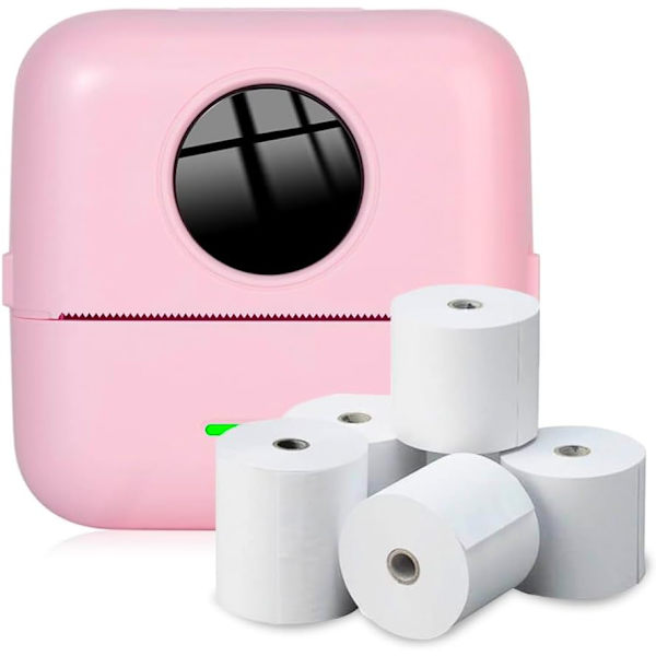 Rosa kannettava valokuvatulostin 5 rullalla lämpöpaperia - Mini
