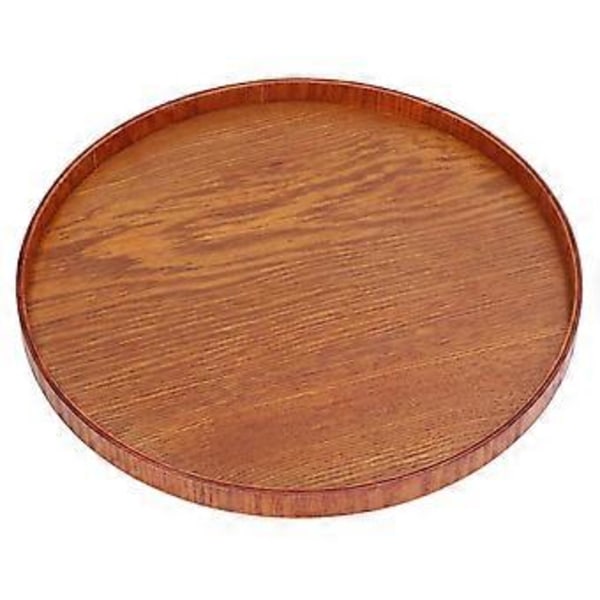 Serveringsbrett i tre, rundt, slitesterkt, enkel elegant stil, bred anvendelse, blank overflate, stabil struktur, trebrett 27cm