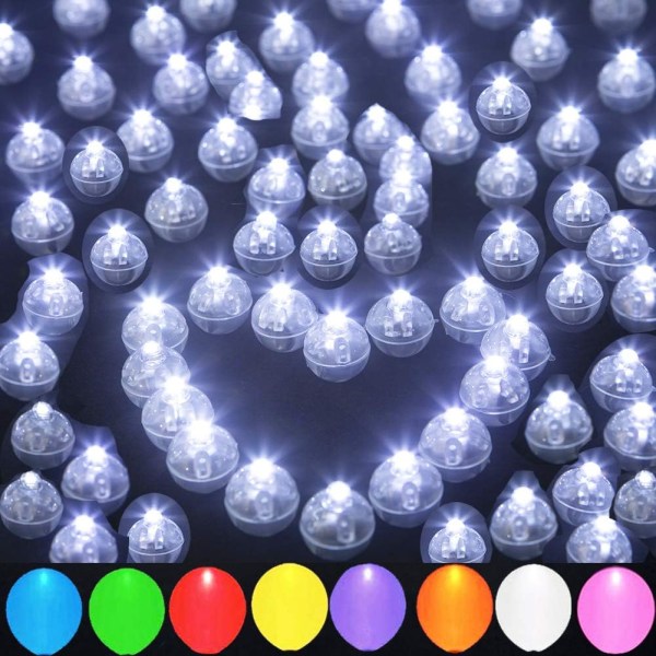 100 stk LED ballonlys Mini runde bolde lys, vandtæt dåse