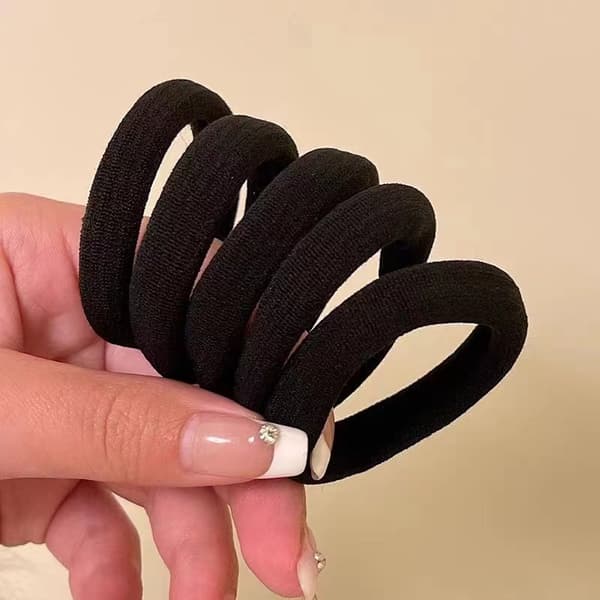 Pakke med 100 Sorte Hårbånd, Hårholdere, Elastiske Elastikker 4cm