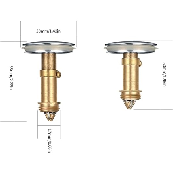 38mm Pop-Up Vaskekork, Anti-Tette Drain Filter, Badekar Klaff
