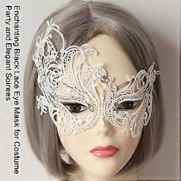 Maskeradmask för kvinnor, sexig spetsmask för Halloween-maskerader, karnevaler, fester, baler, middagsbjudningar, bröllop, vit