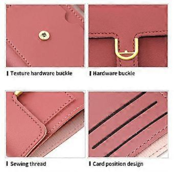 Dame Lille Kompakt Pung Pu Læder Clutch Punge Kortholder Damepung Pengetaske, Clutch Pung Tre-fold Punge Sort Black
