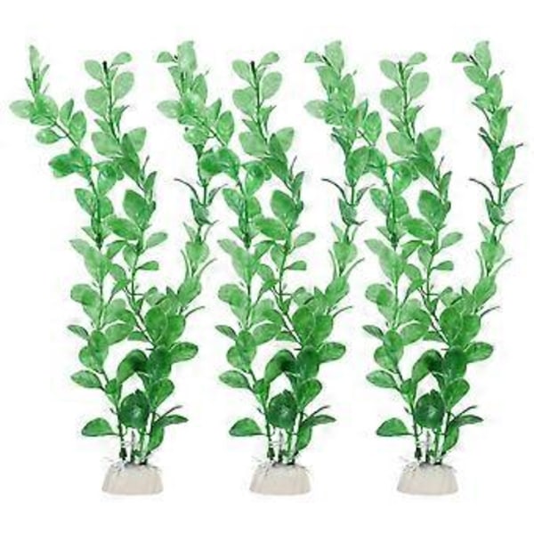UEETEK 3 stk. Akvarie Grønne Kunstige Plastplanter Akvarie Vandplanter Dekorationer