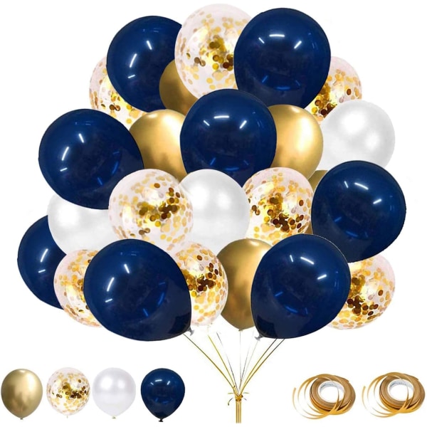 60 stk. balloner, 12 tommer marineblå balloner guld Metallic B