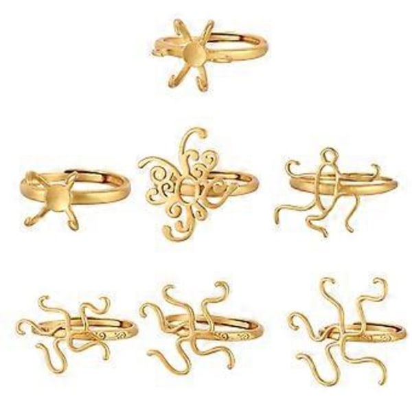 Heteromorfa Ringar Tomma Bricka Bas för DIY Ringar Inställning Inlagd Turkos Naturlig Ädelsten Smyckestillverkning Tillbehör Guld Gold B