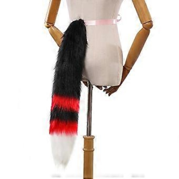 Lolitas Ulvehale Blød Lang Falsk Pels Ræve Katte Kostume Hale til Halloween Julefester Kostumer Gaver sort plus rød plus black plus red plus