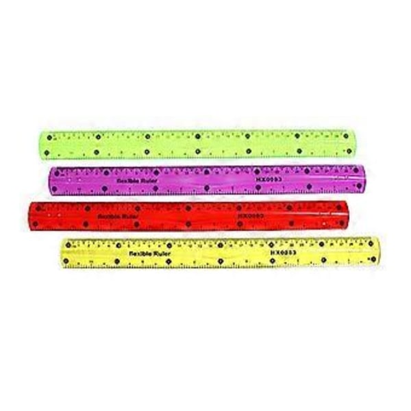 30 cm joustava viivain suora viivain taipuisa viivain värikäs viivain mittaustyökalu pehmeä viivain koulu toimistotarvikkeet punainen Red