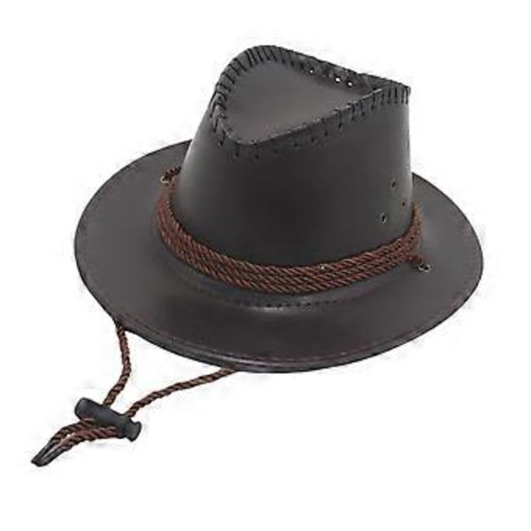 Western Cowboy Hat Solhat Læder til Kostume Tilbehør Ferie Udendørs Camping (kaffe)