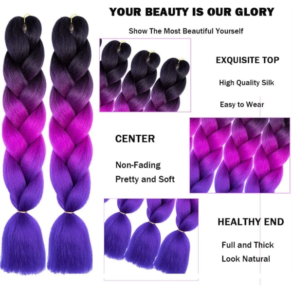 6-pack Jumbo syntetiska hårförlängningar Färgade Värmebeständig DI