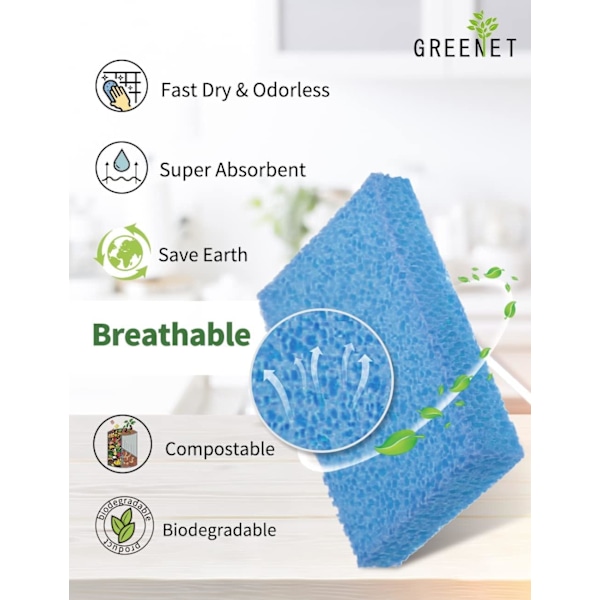 Elastisk cellulosasvamp, stor, naturlig och komprimerad, för tvätt