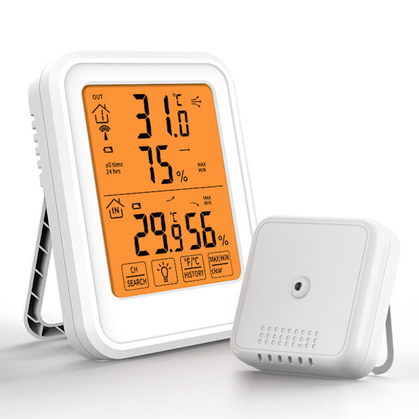 Trådløs indendørs/udendørs hygrometertermometer, digitalt hygrometertermometer med sonde, overvågning