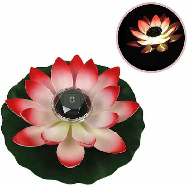 Flydende Lotus Solcellelys Solcelle Lotusblomst LED Solcellelampe 288c