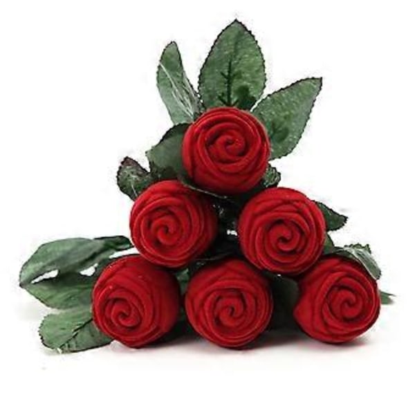 10 stk. Nyhed Romantisk Ring Opbevaringsboks Rød Rose Blomsterbuket Formet Smykker Forlovelsesring Gaveæske Etui til Bryllup Valentinsdag