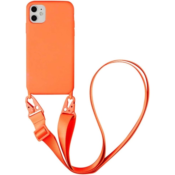 （Oransje）iPhone 12 Pro Max-deksel Beskyttelsesveske med lanyard Stra