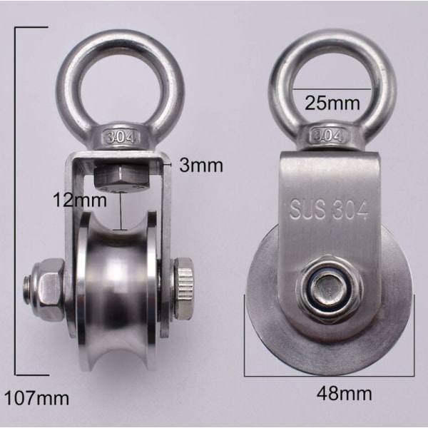 Lifting Pulley Bearings, Cable Pulley, 48mm 304 Stainless Steel P