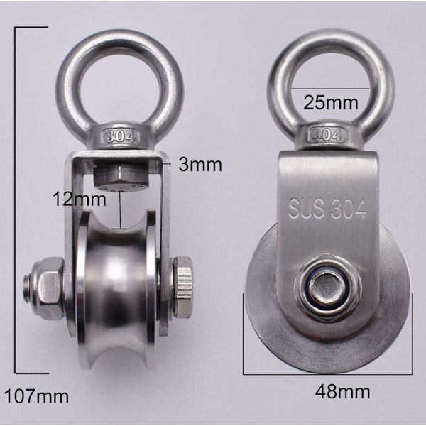 Nostohihnapyörän laakerit, kaapelipyörä, 48 mm 304 ruostumaton teräs P