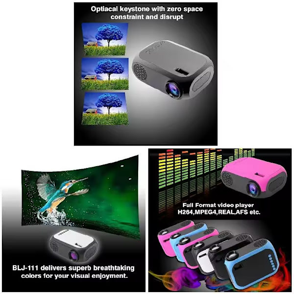 Hvit, HD 1080P bærbar LED-projektor Mini hjemmekino lett